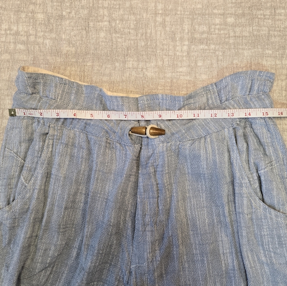 Light Blue Free People Paper Bag Linen Blend Pants Size M - Picture 7 of 12